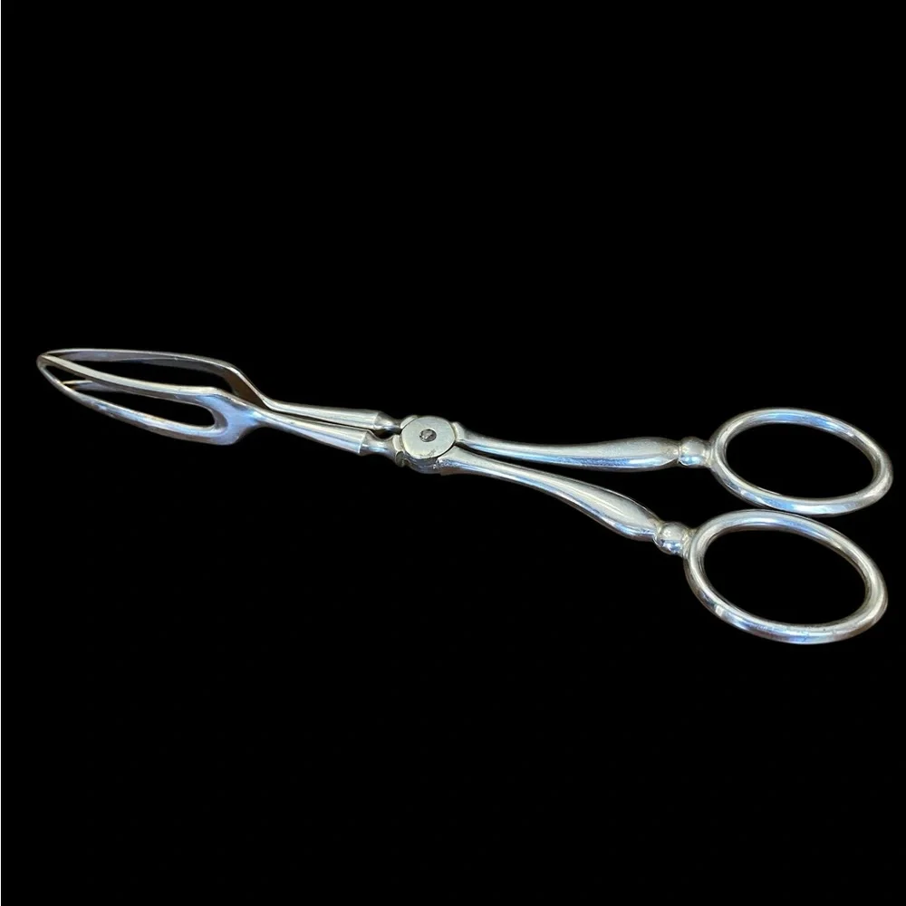 Antique French SFAM Silver Plated Scissor Pastry Tongs 7” Cake Server